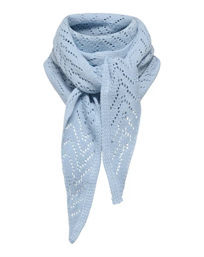 Only - ONLMarie Pointelle Triangle Tørklæde - Cashmere Blue